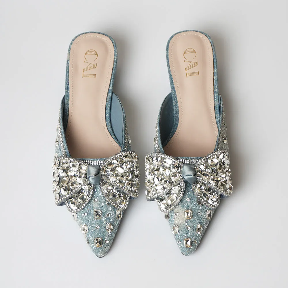 Sparkly Blue Mule Heels