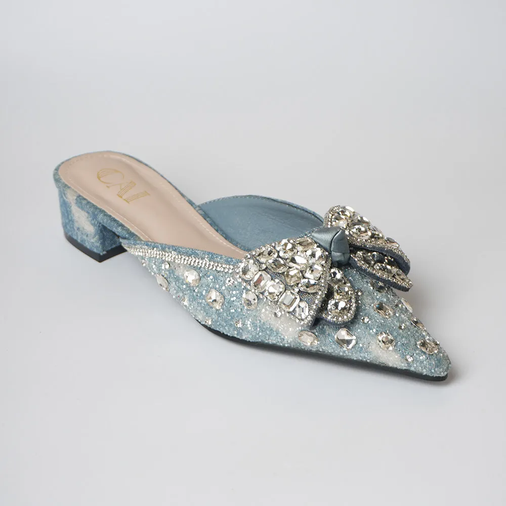 Sparkly Blue Mule Heels