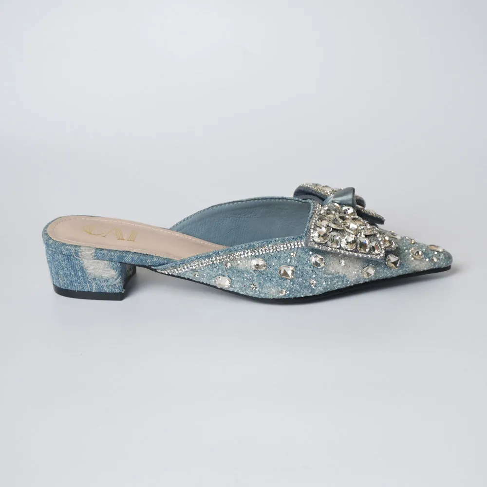 Sparkly Blue Mule Heels