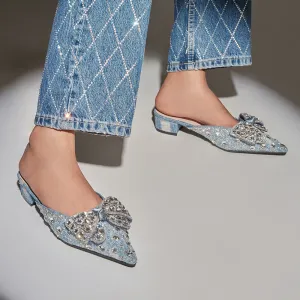 Sparkly Blue Mule Heels