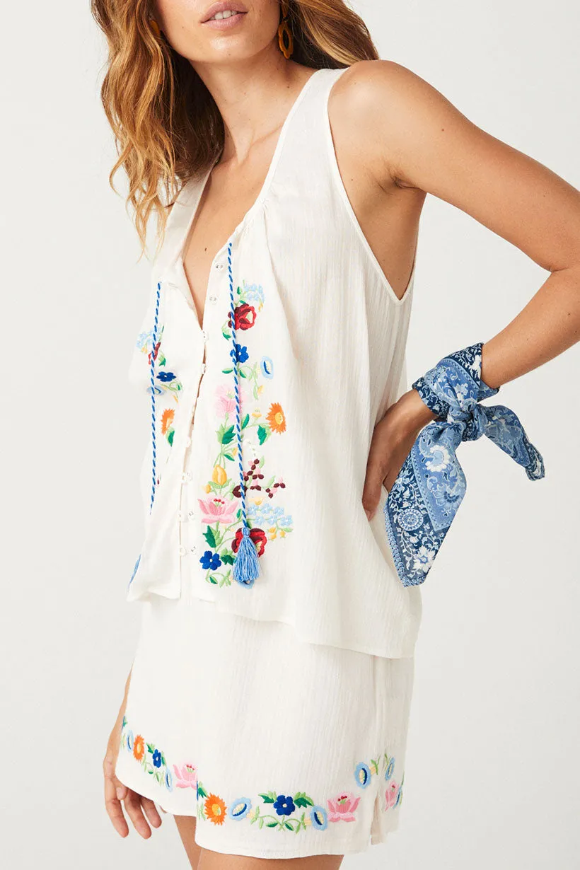 Spell Florapaloosa Embroidered Skirt Wildflower