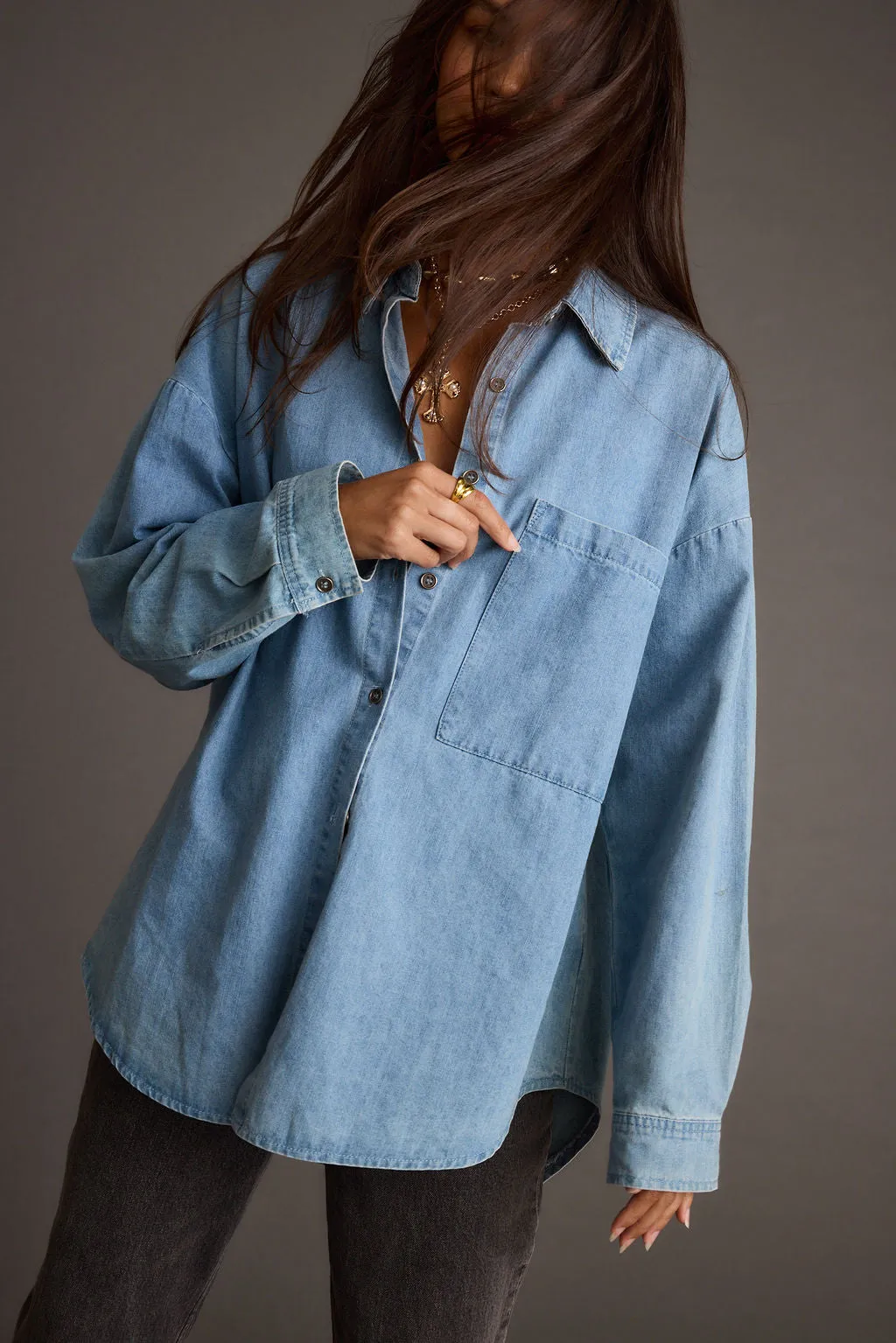 Springsteen Chambray Oversized Button Down Shirt