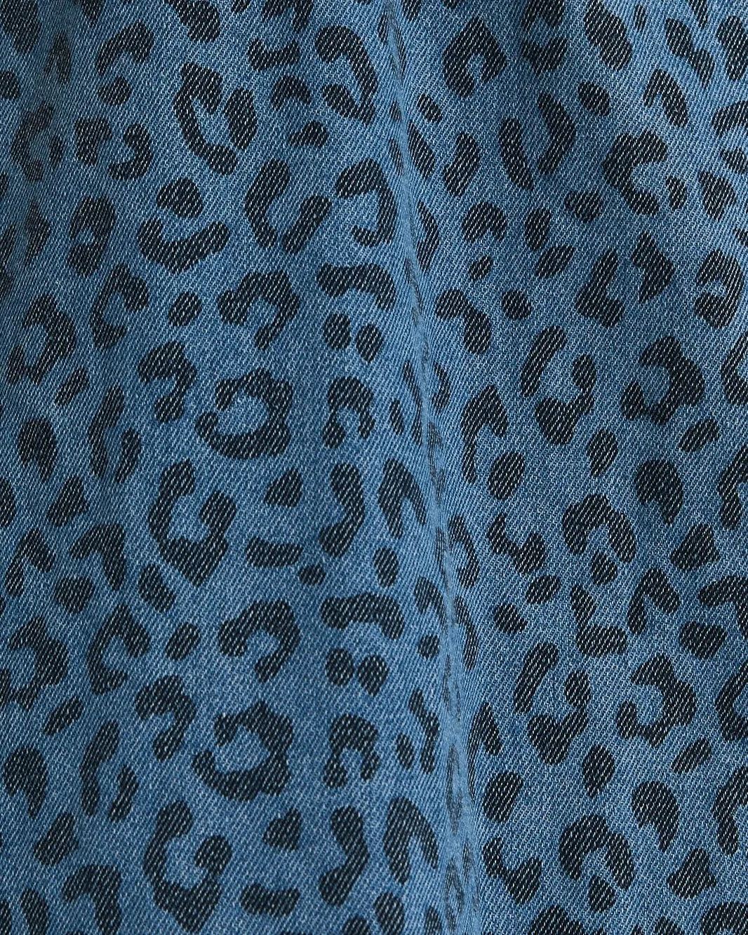Square Neck Sleeveless Animal Print Denim Dress