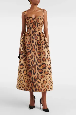 Stella | Animal-Print Bustier Midi Dress