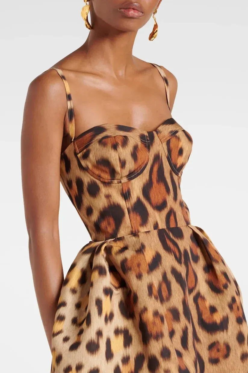 Stella | Animal-Print Bustier Midi Dress
