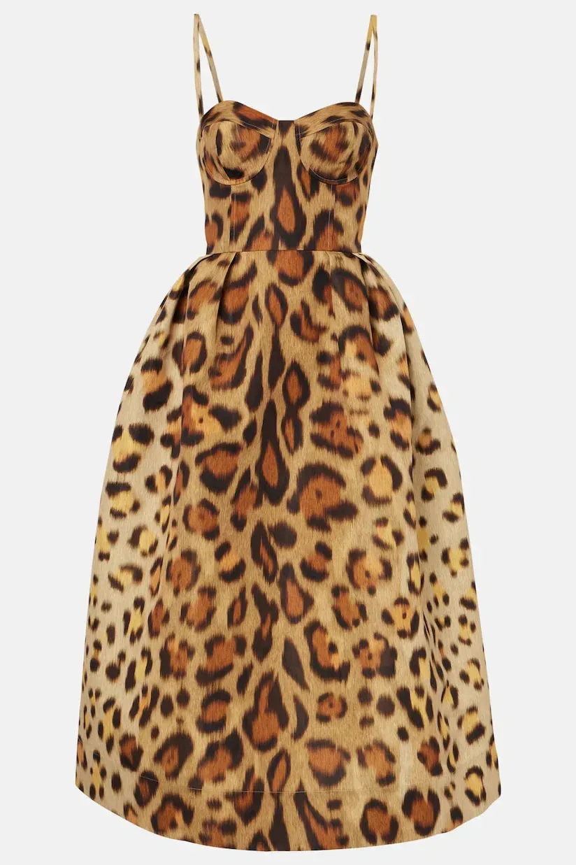 Stella | Animal-Print Bustier Midi Dress