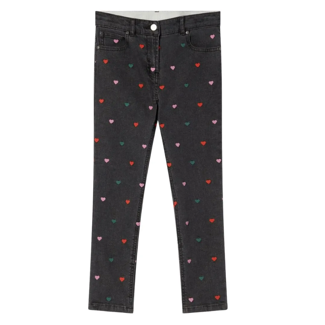 Stella McCartney Kids Heart Embroidery Skinny Jeans