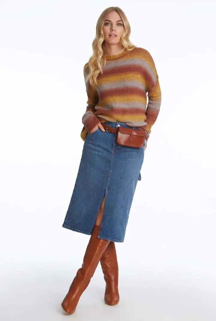 Stretch Denim A-line Skirt