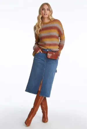 Stretch Denim A-line Skirt