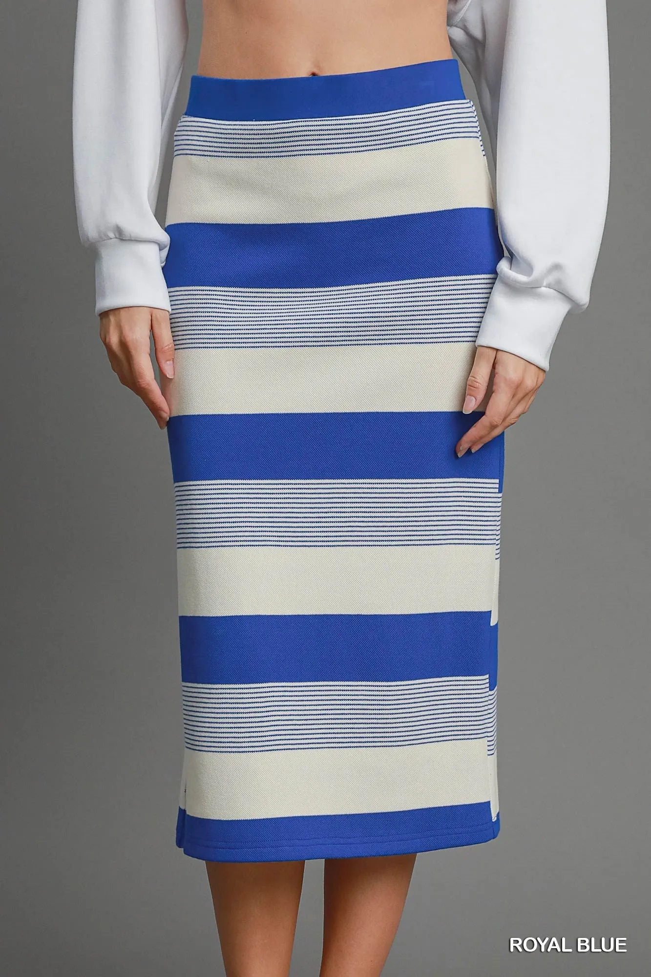Stripe Mixed Midi Skirt