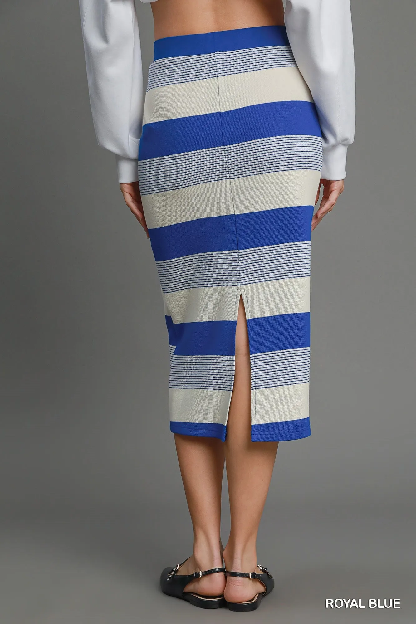 Stripe Mixed Midi Skirt