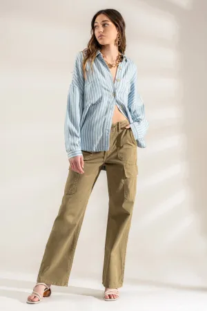 STRIPED BUTTON DOWN SHIRT