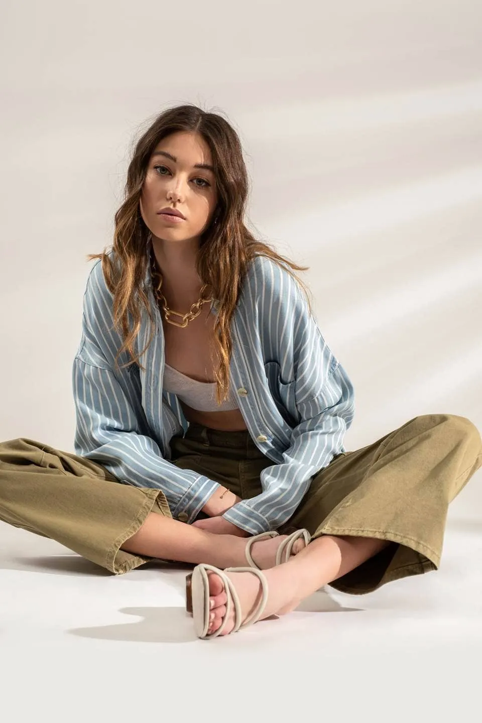 STRIPED BUTTON DOWN SHIRT