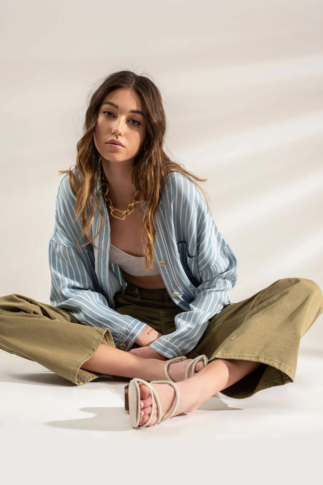 STRIPED BUTTON DOWN SHIRT