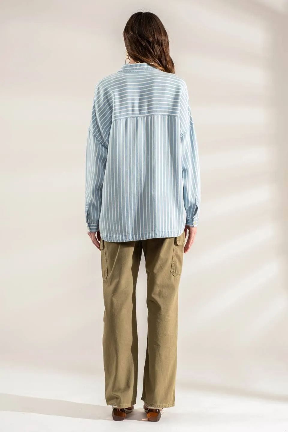STRIPED BUTTON DOWN SHIRT