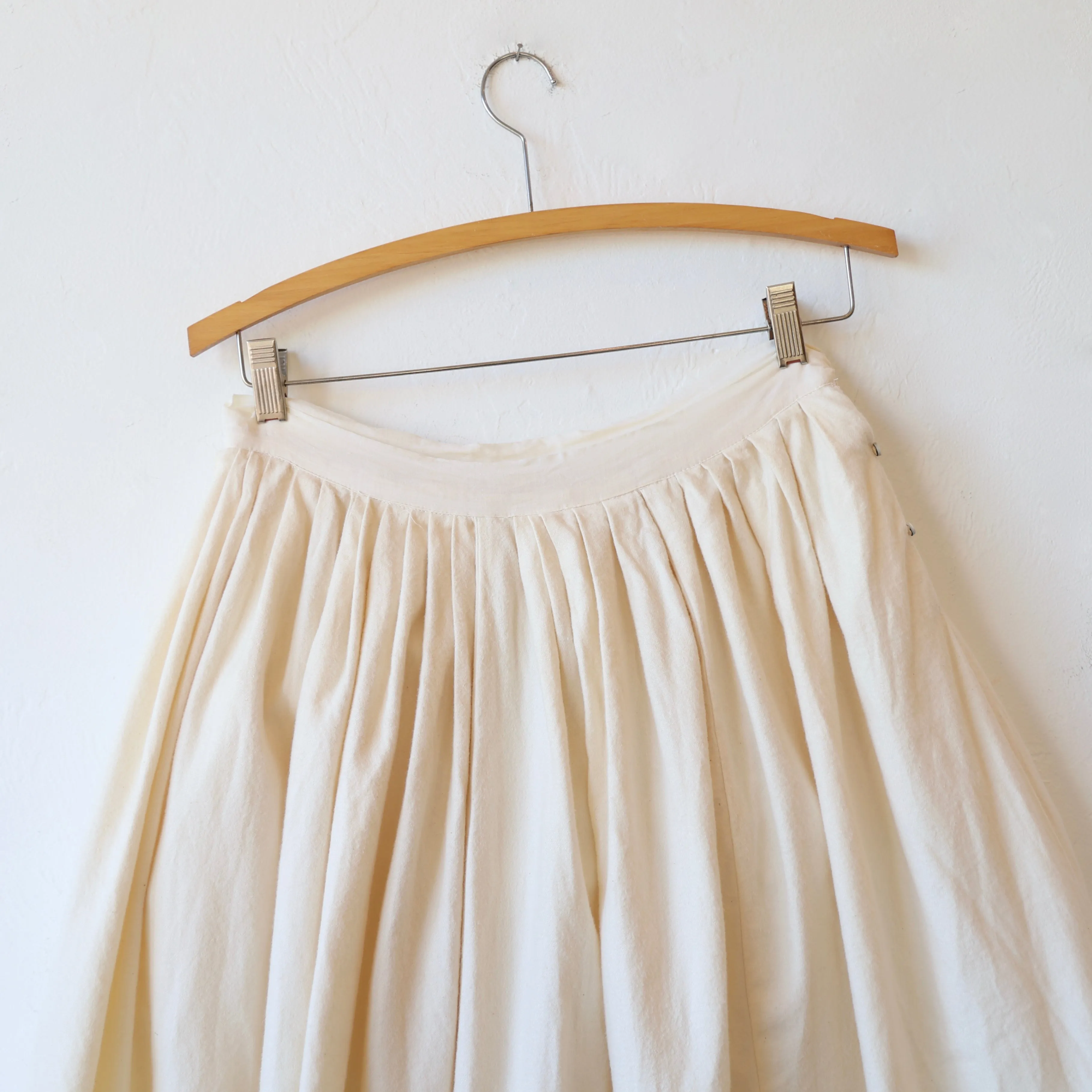 Sula Brushed Cotton Tiny Pleat Skirt - Cream