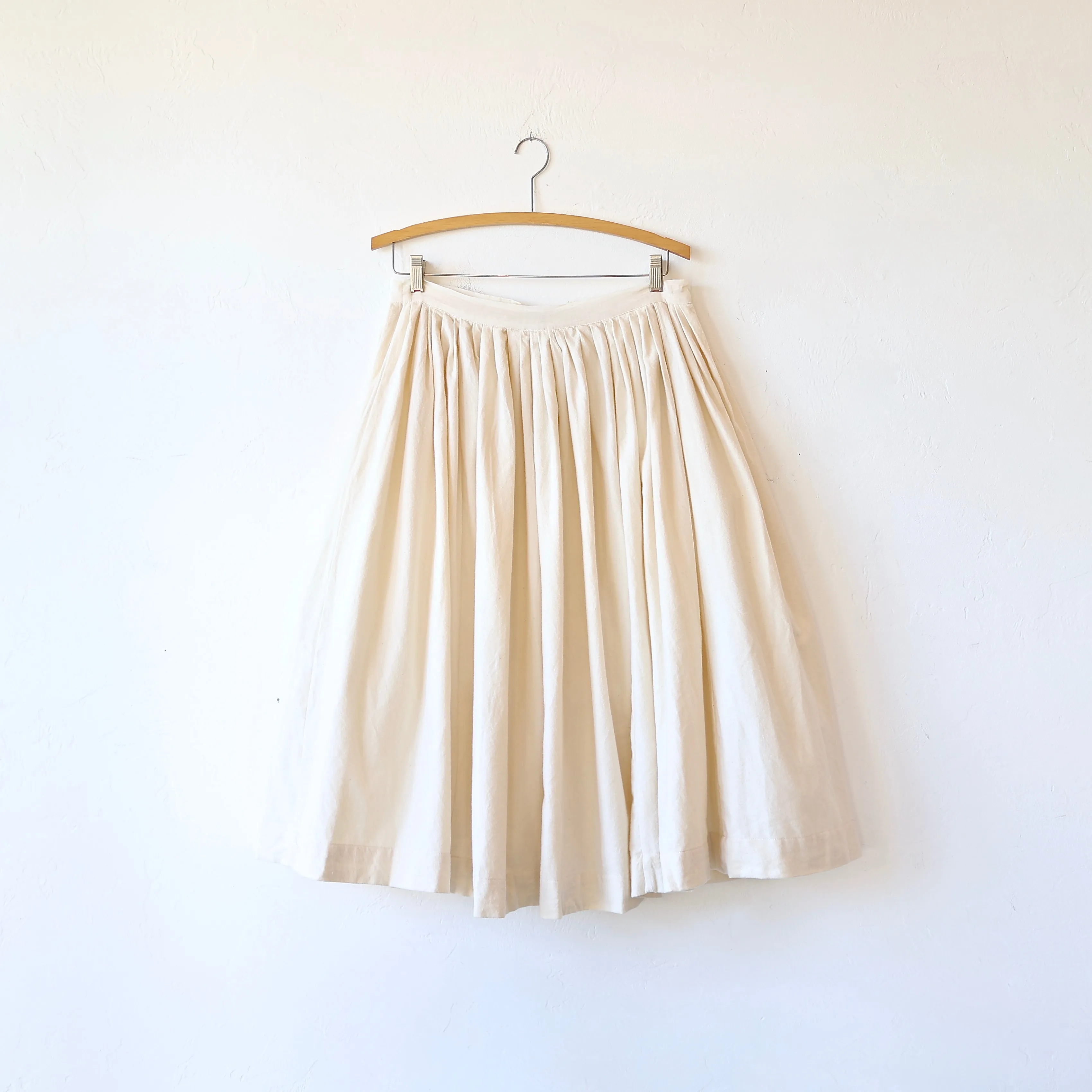 Sula Brushed Cotton Tiny Pleat Skirt - Cream