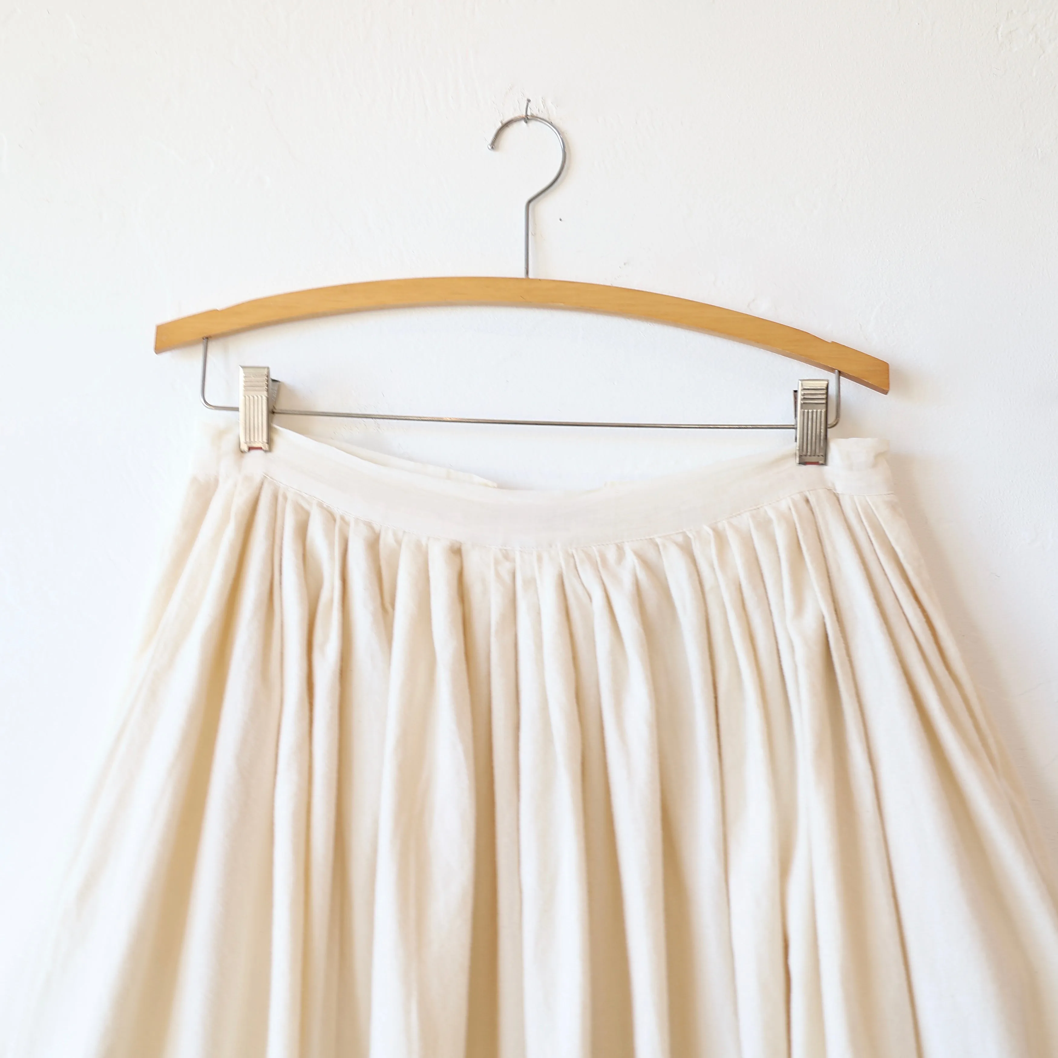 Sula Brushed Cotton Tiny Pleat Skirt - Cream