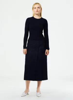 Superfine Wool Flannel Paneled Cargo Skirt