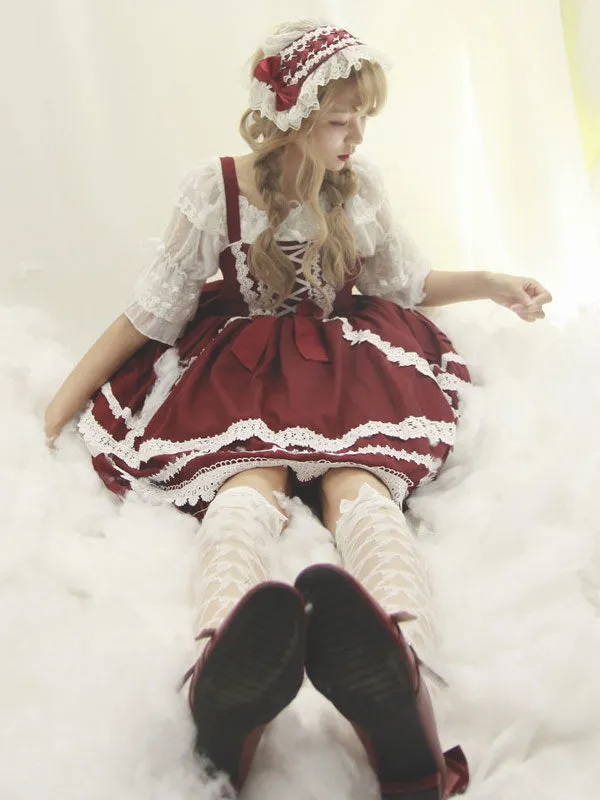 Sweet Lolita JSK Dress Black Sleeveless Ruffles Two-Tone Polyester Fiber Lolita Jumper Skirts