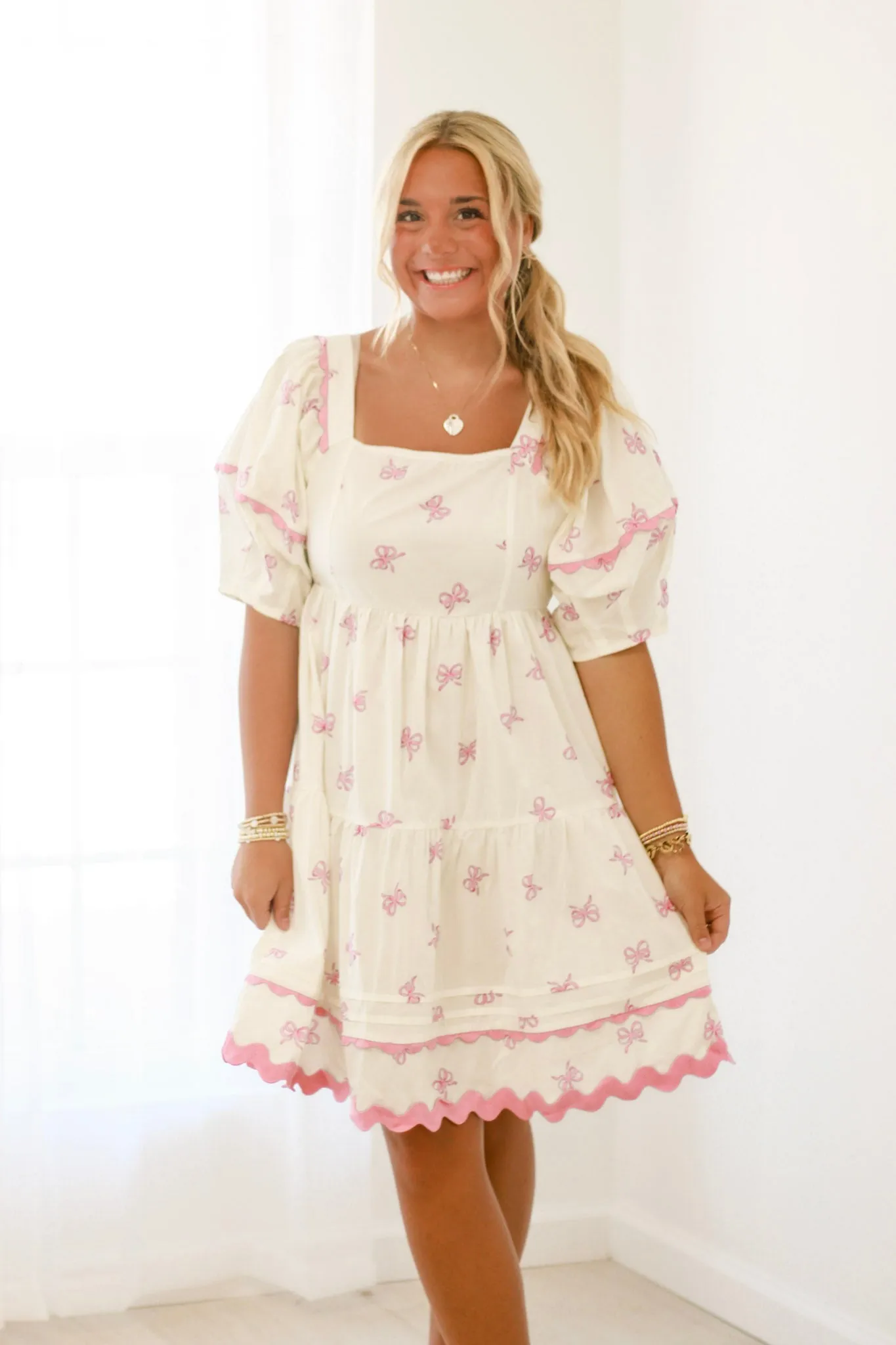 Take a Bow Dress in Cream