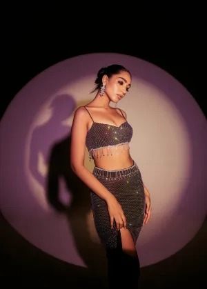 Teresa Black Crystal and Rhinestone Coord Set