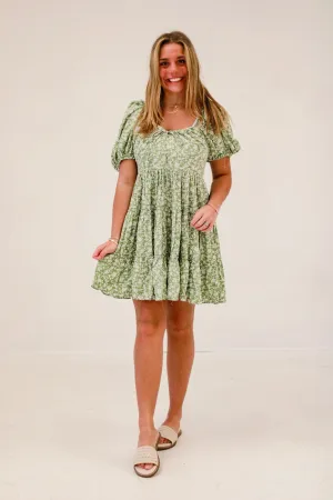 The Adelie Green Floral Dress