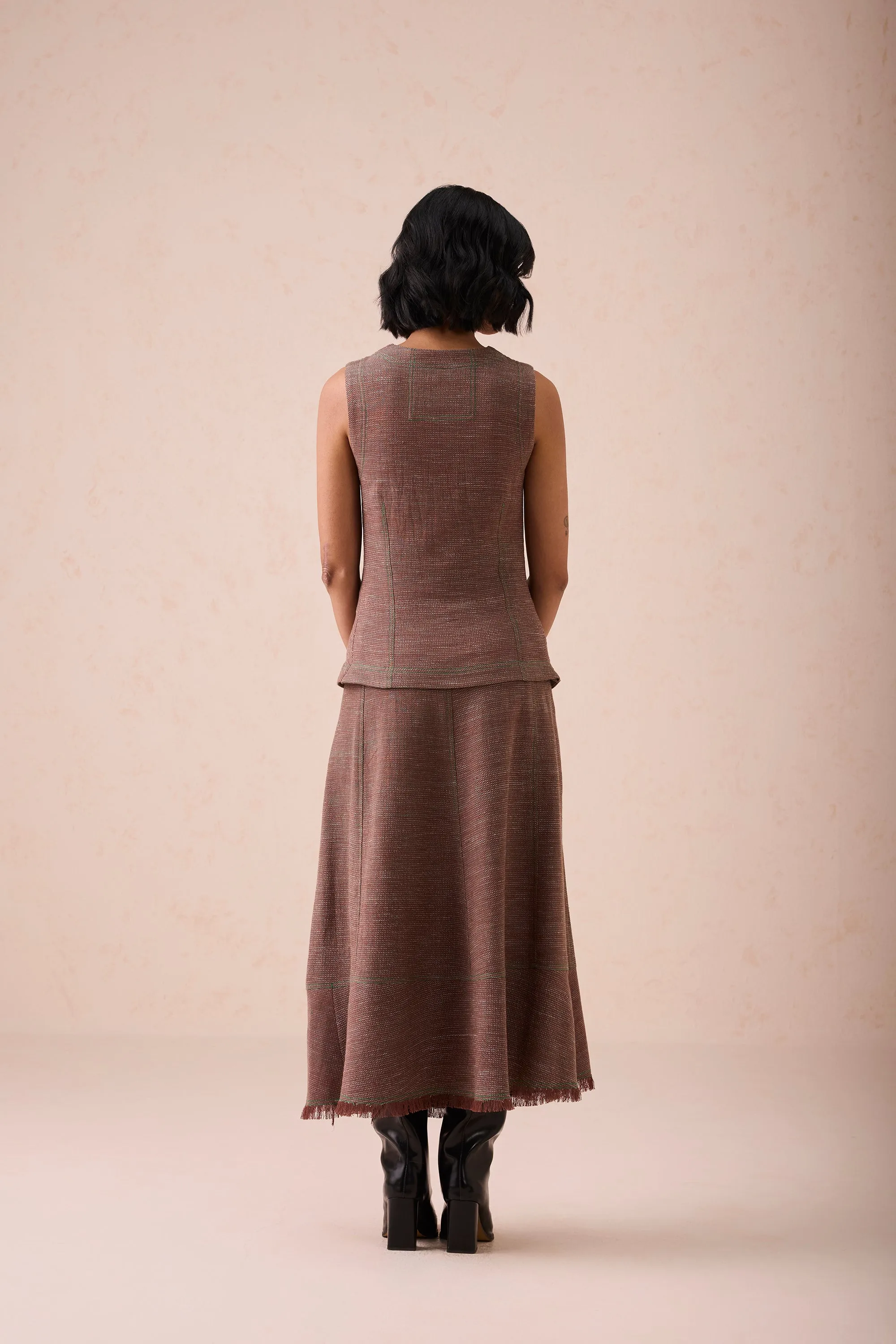 The Hazel Sun Handspun Handwoven Organic Cotton Midi Skirt