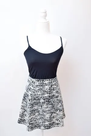 Theory Black and White Knit Flare Skirt