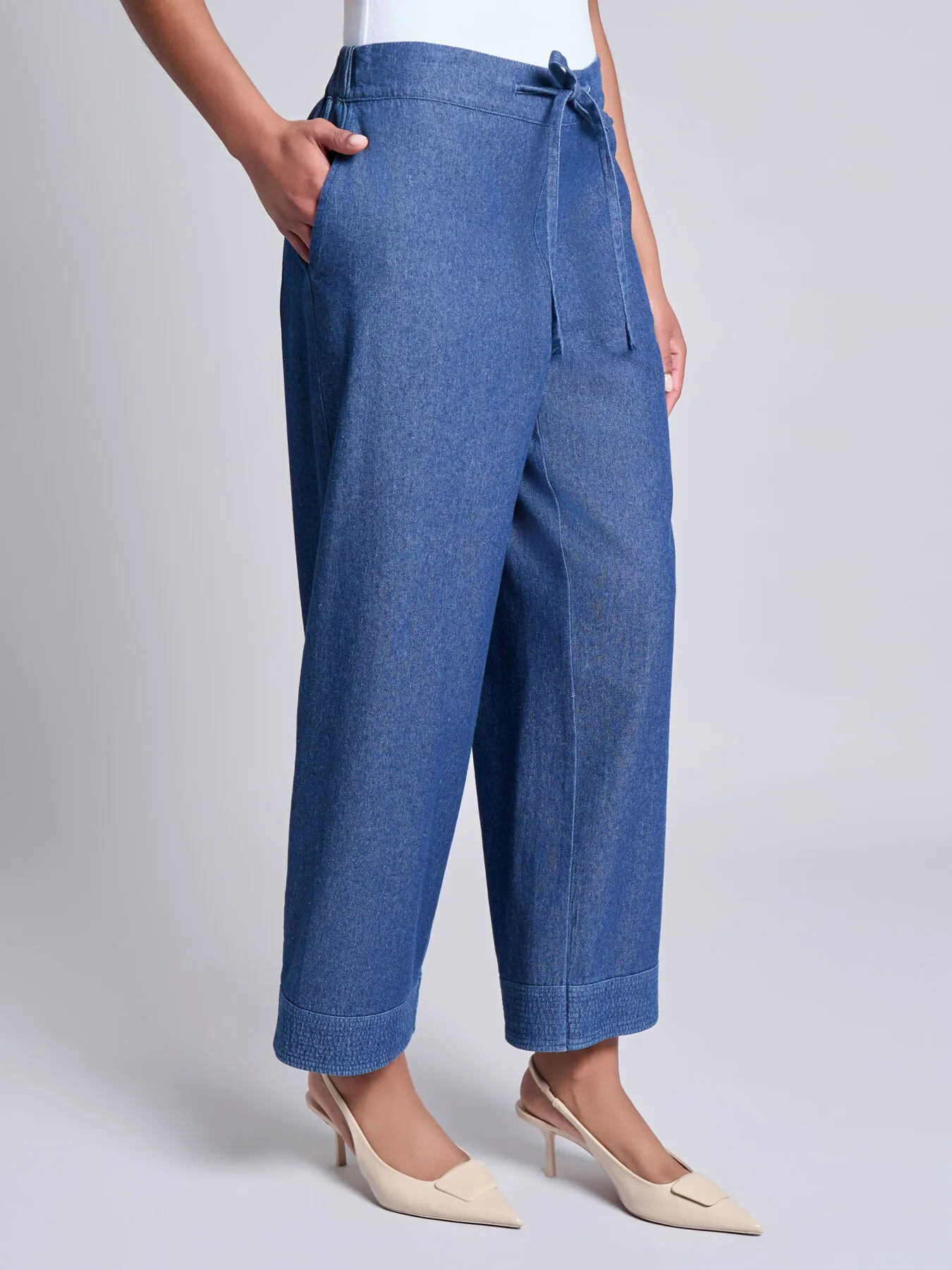 Tie Waist Pant, Chambray