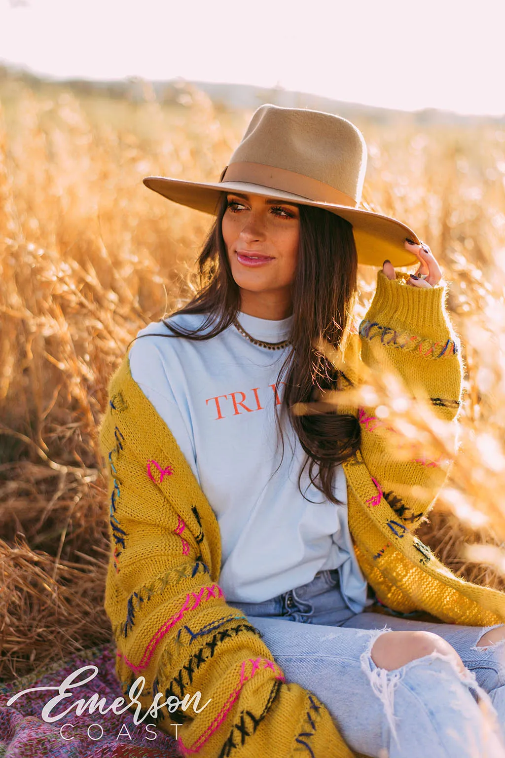 Tri Delta Simple Chambray Long Sleeve Tee