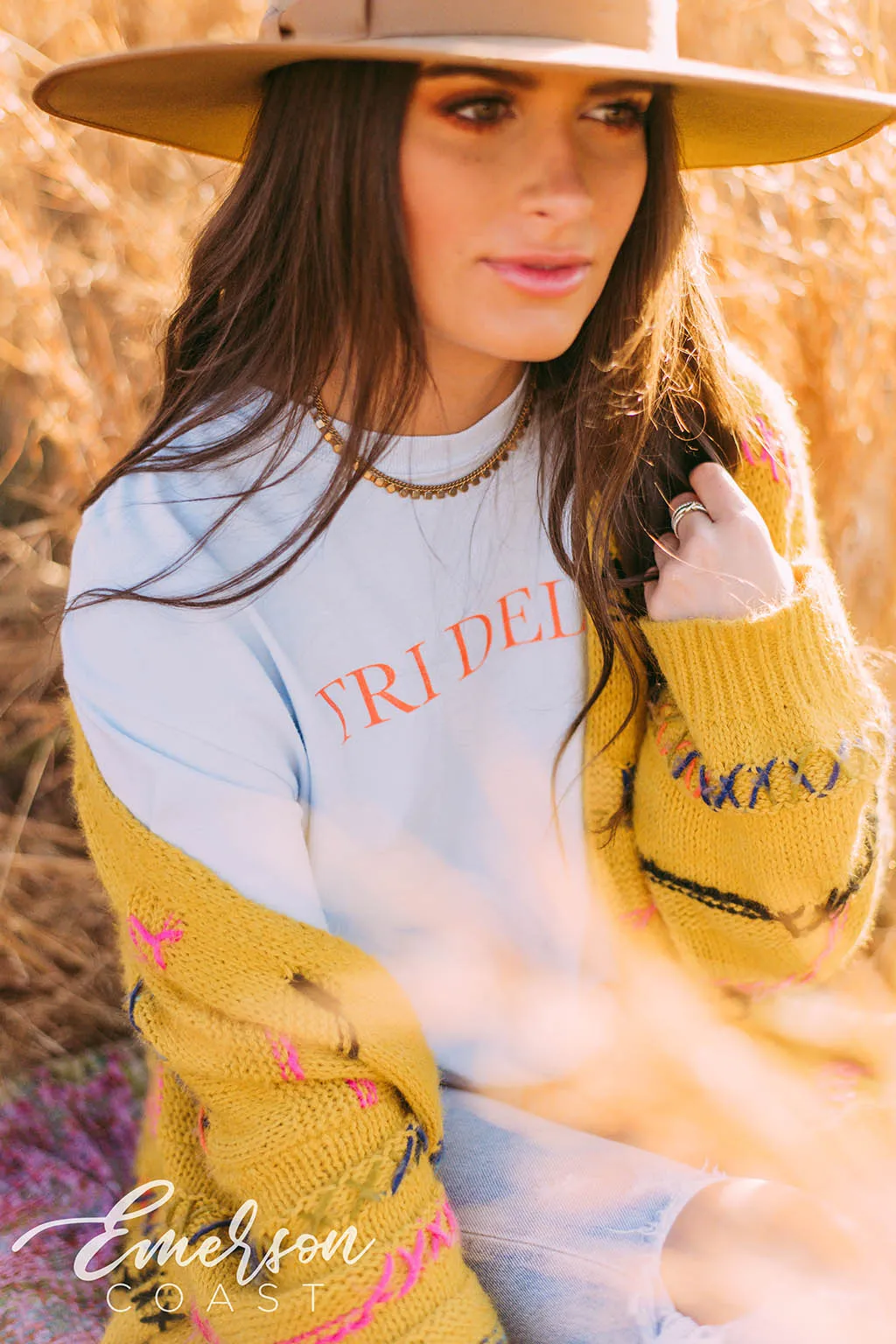 Tri Delta Simple Chambray Long Sleeve Tee