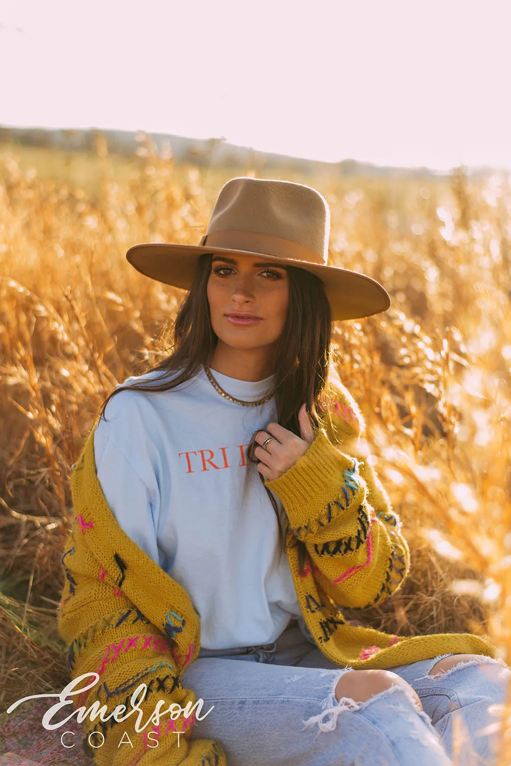 Tri Delta Simple Chambray Long Sleeve Tee
