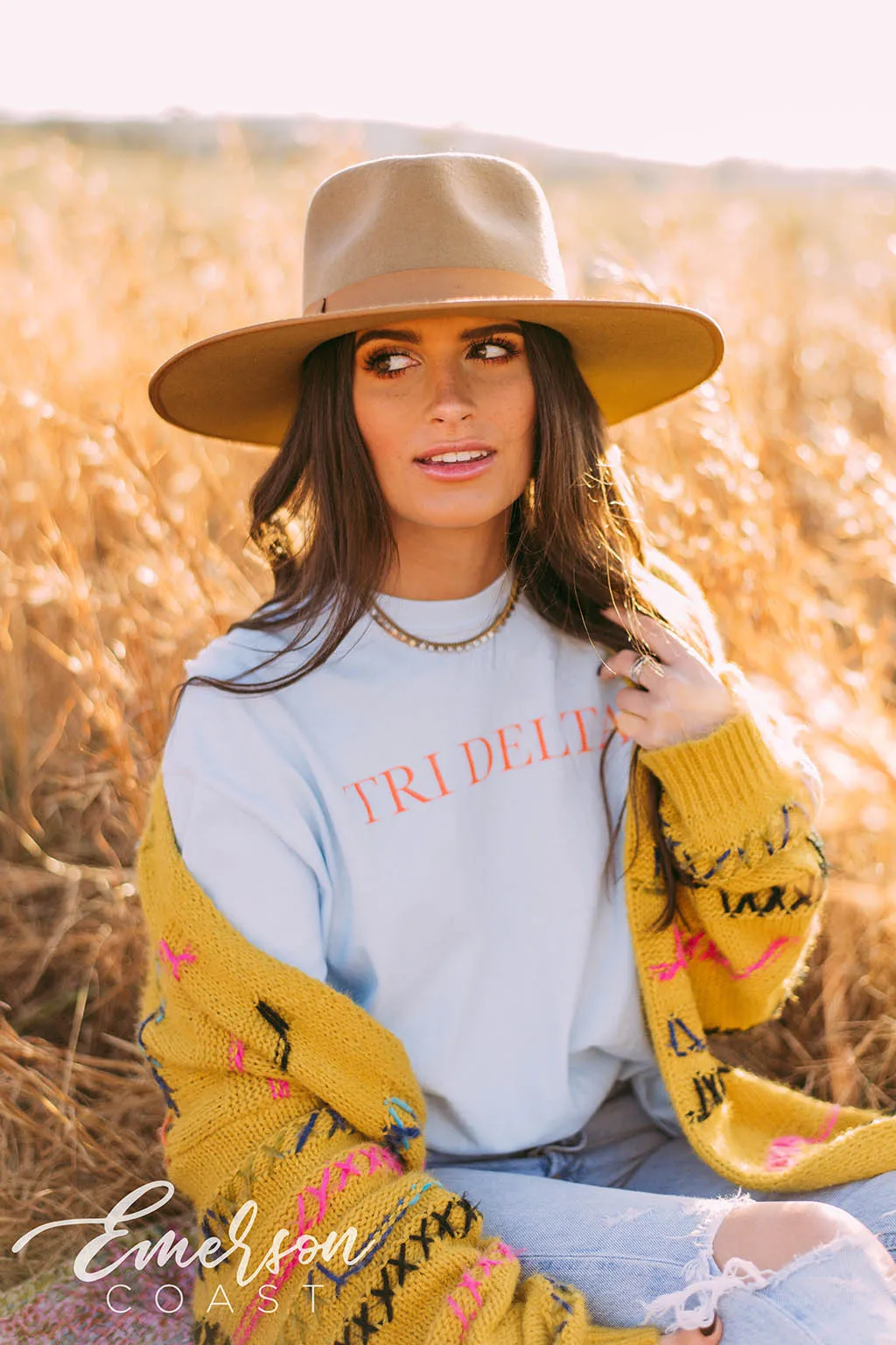 Tri Delta Simple Chambray Long Sleeve Tee