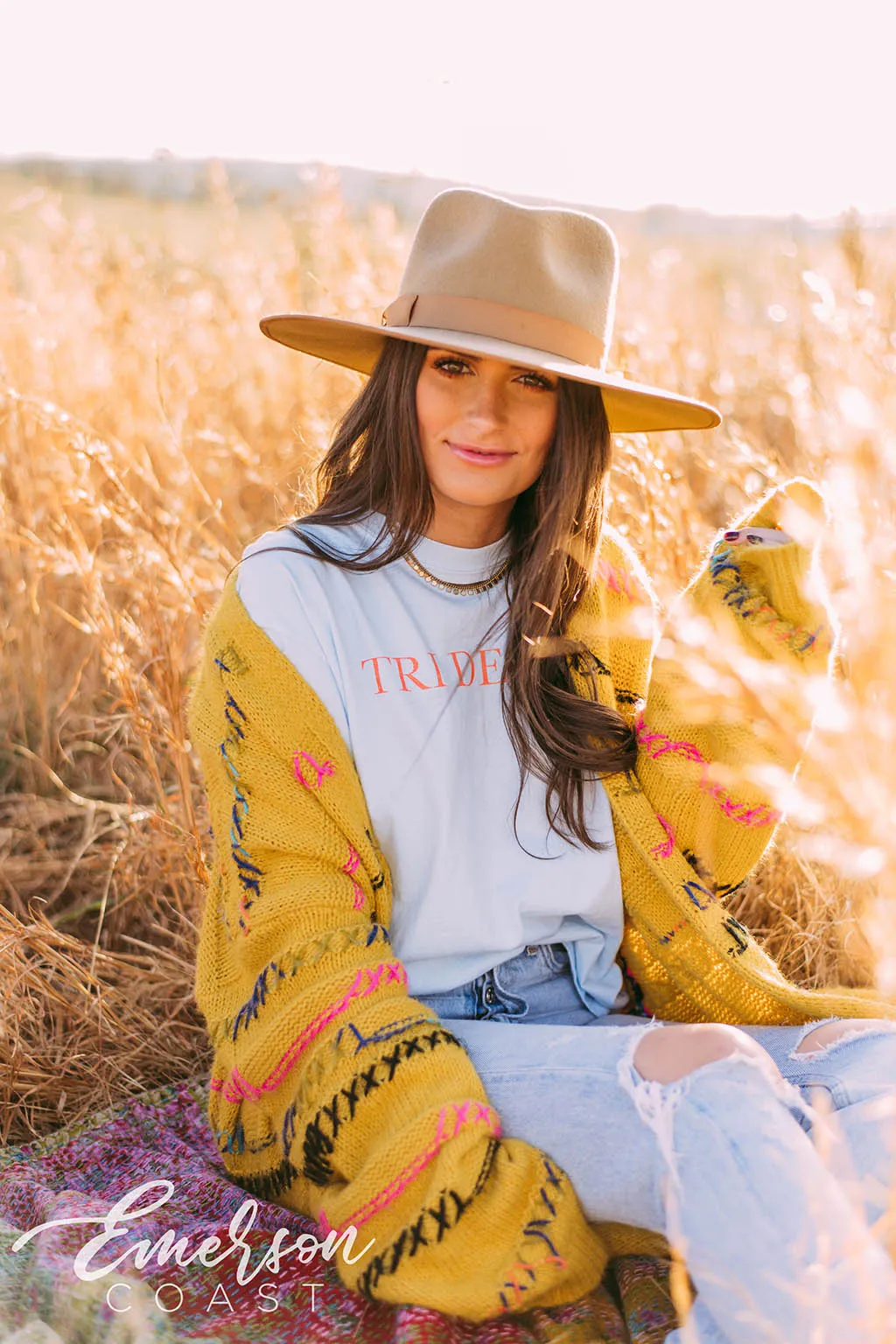 Tri Delta Simple Chambray Long Sleeve Tee