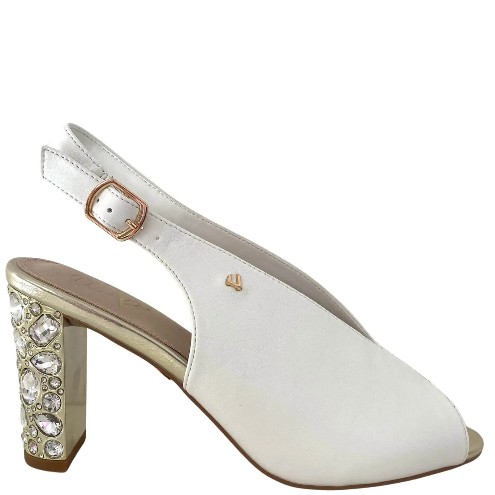 Una Healy Straight Life Sling Back Jewelled Heel Sandals - Off White