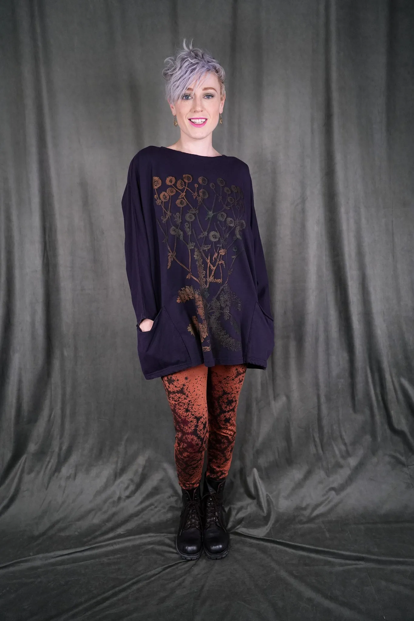 V1742 Pandora Mariposa Patch Pockets Top-P