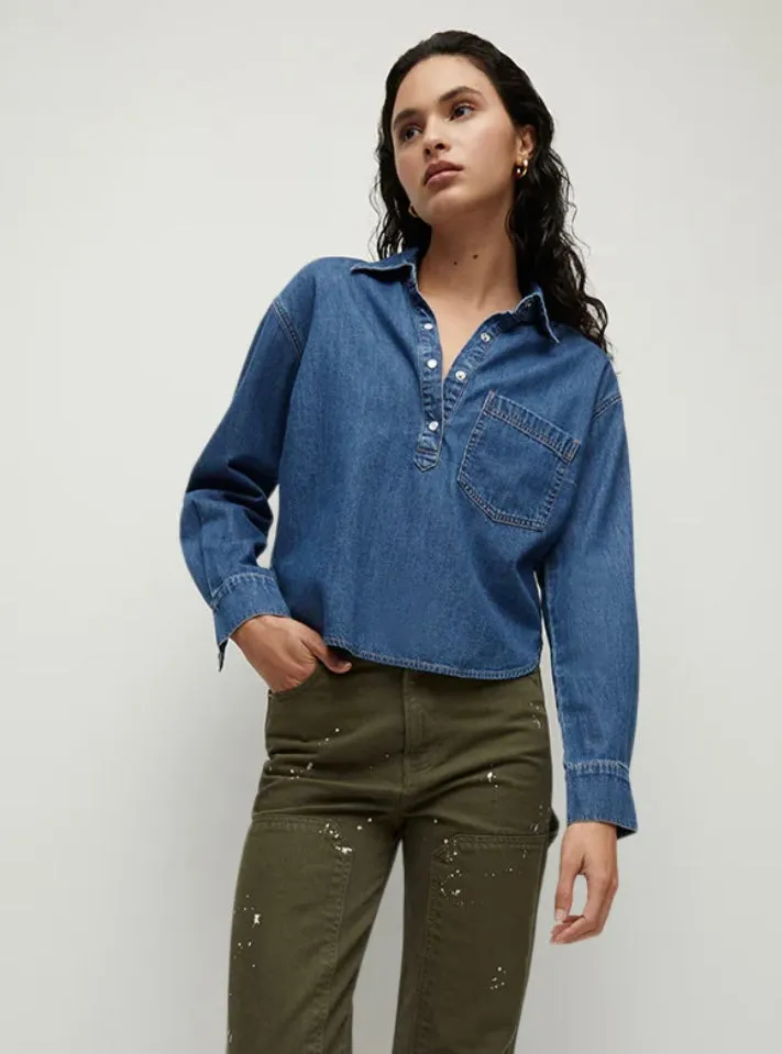Veronica Beard Avola Top in Cornflower