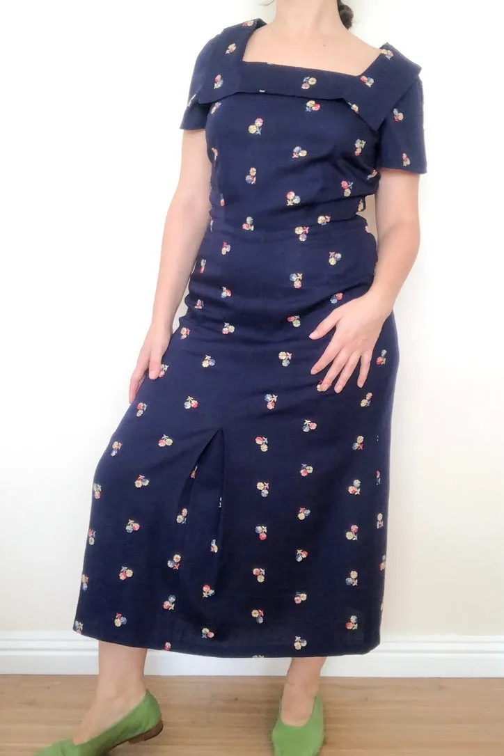 Vintage Floral Embroidered Dress