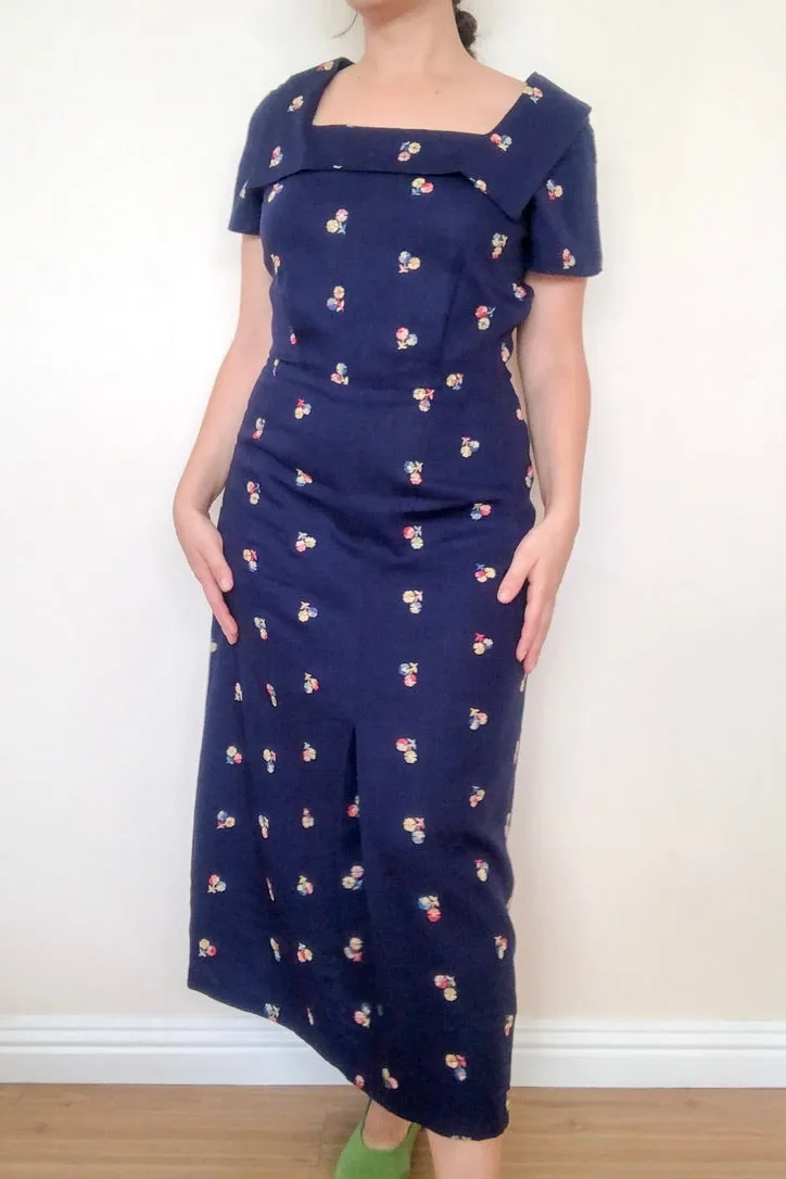 Vintage Floral Embroidered Dress