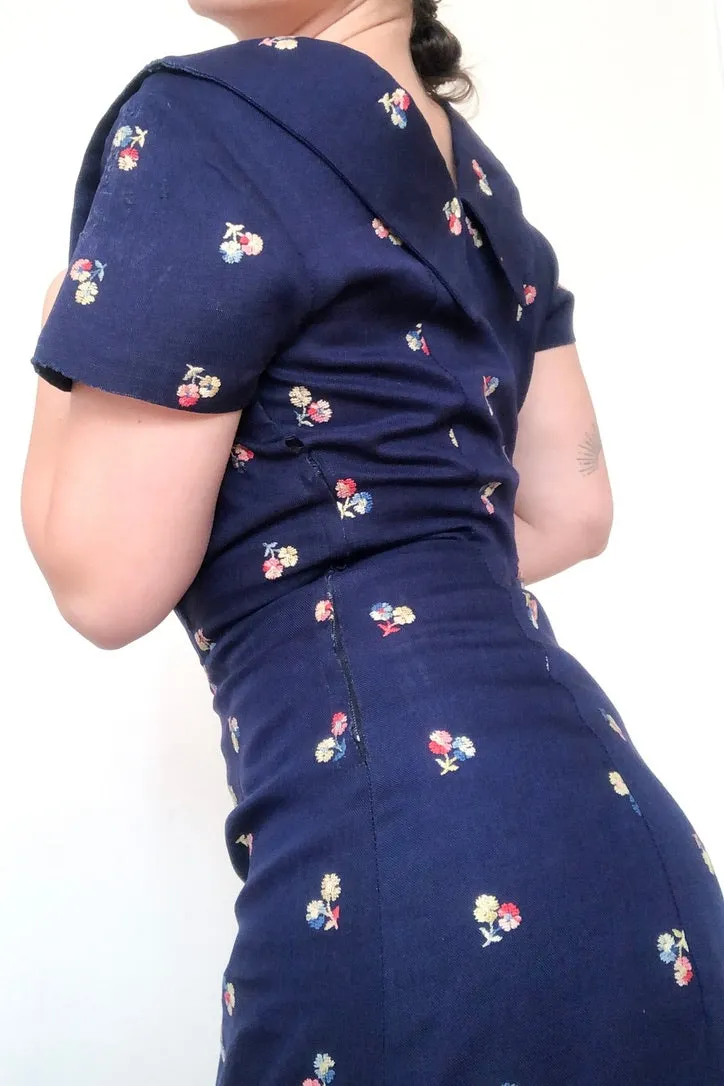 Vintage Floral Embroidered Dress