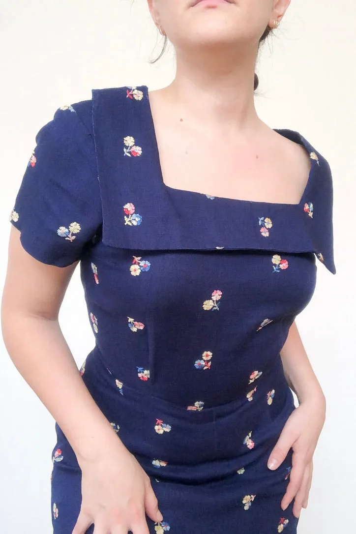 Vintage Floral Embroidered Dress