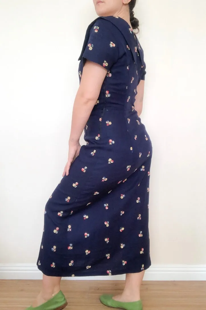 Vintage Floral Embroidered Dress