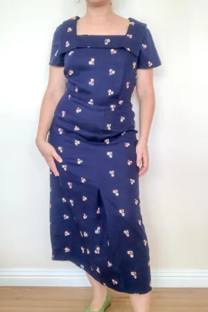 Vintage Floral Embroidered Dress