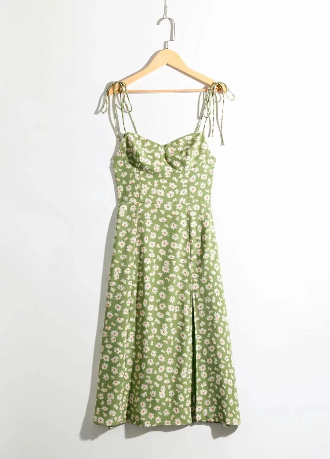 Vintage Floral Printed Suspenders Daisy Midi Dresses