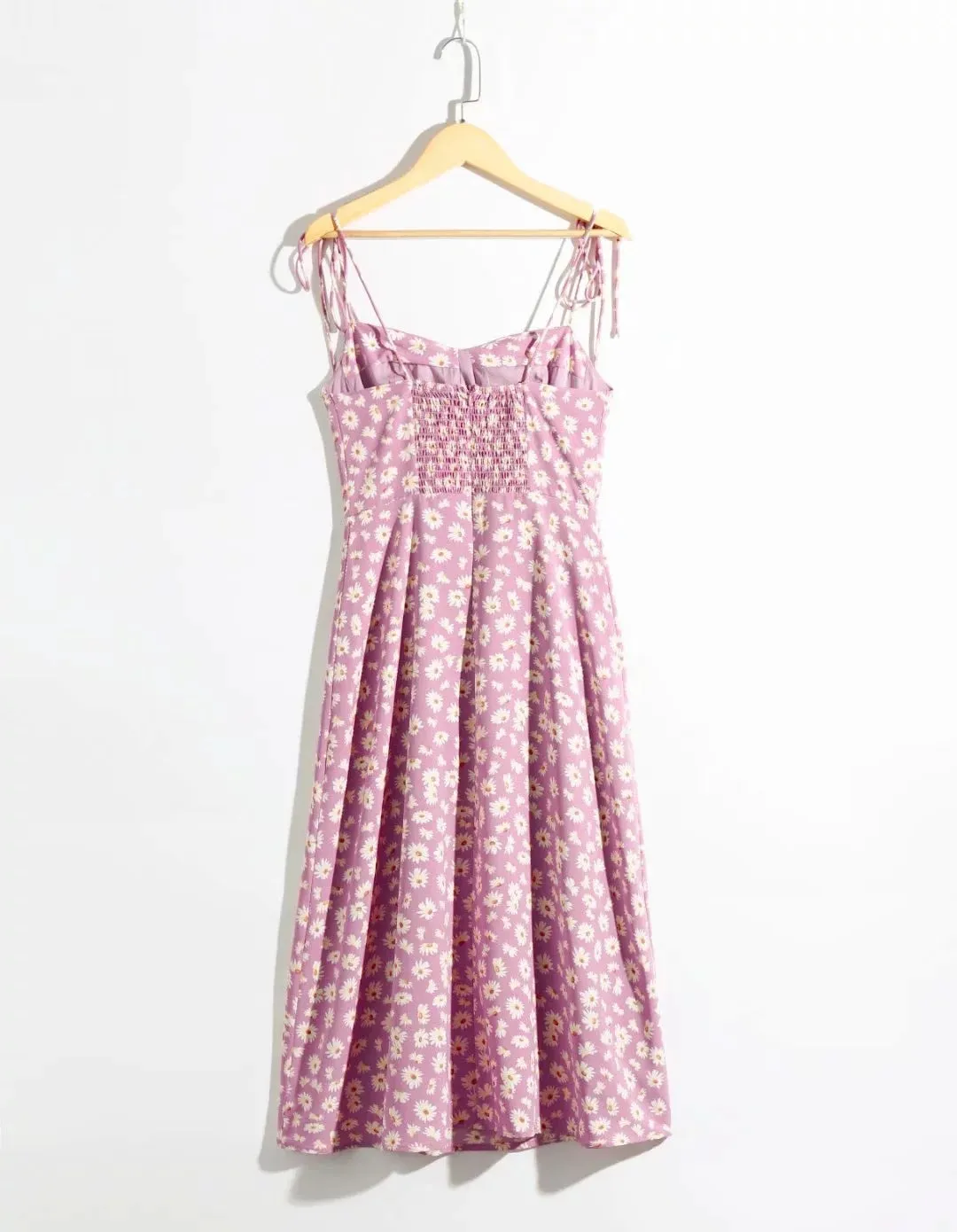Vintage Floral Printed Suspenders Daisy Midi Dresses