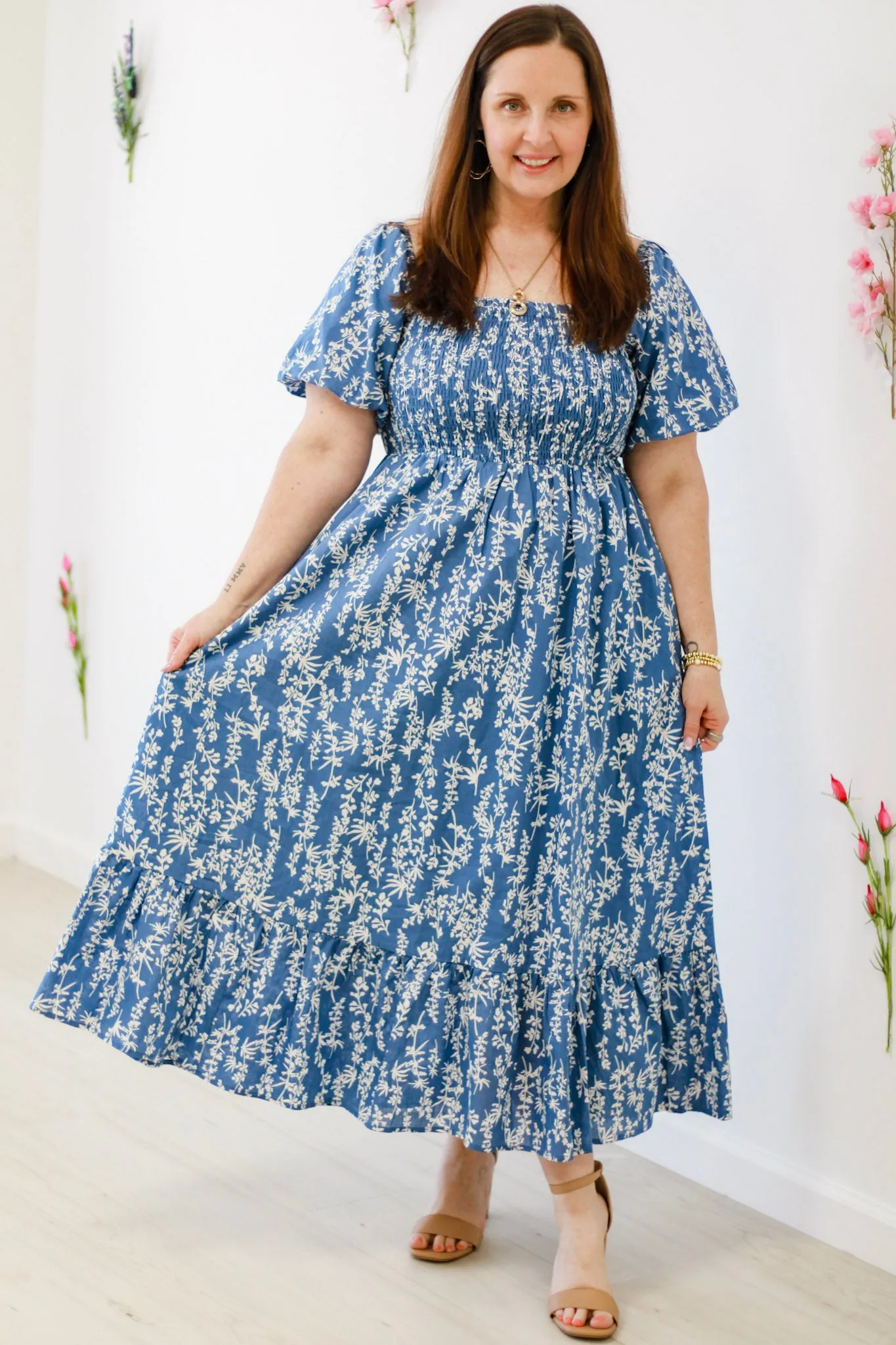 Walking Through The Garden Midi Dress
