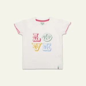 White Love Slogan Print Top