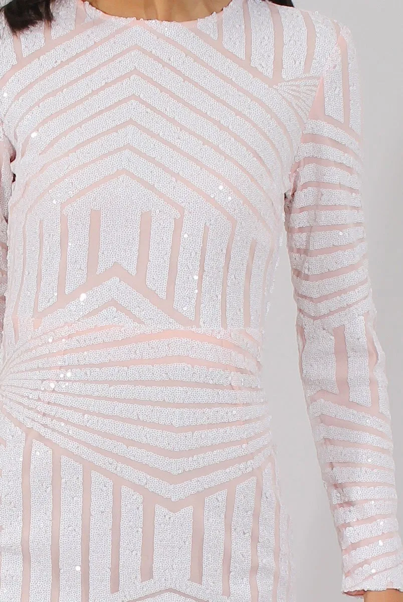 White Sequin Bodycon Dress - Rosalie