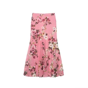 Willshela Women Fashion Tulle Printed Pleated Midi Skirt Vintage High Elastic Waist A-Line Female Chic Lady Skirts